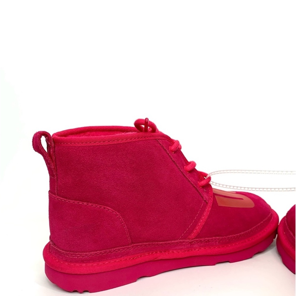 Ugg Neumel Hot Pink Lace Up Wool Lined Chukka Boots Size 6 Big Girl New - Picture 10 of 16